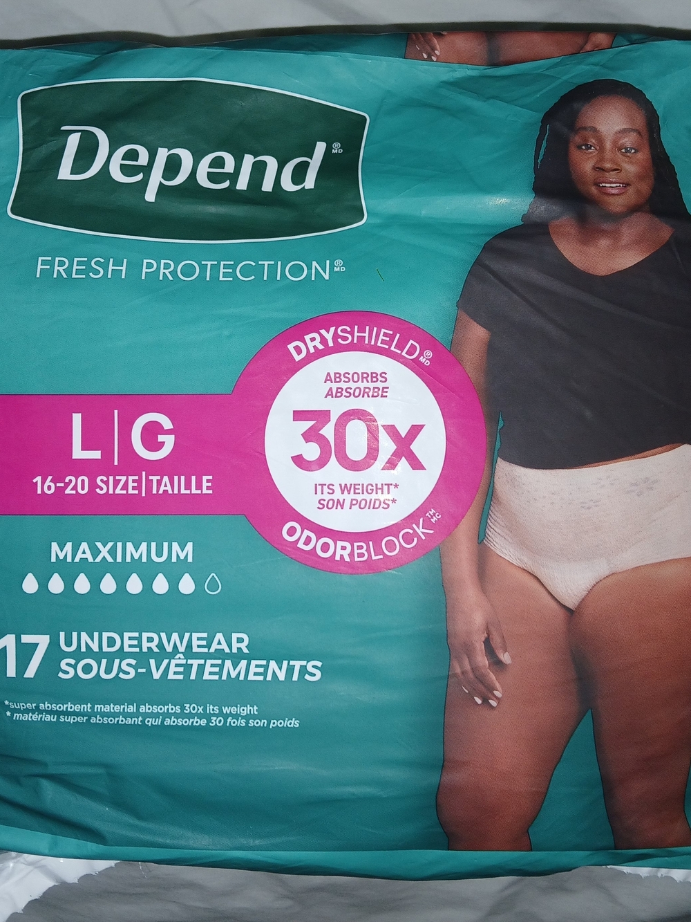 Fresh Protection Women's Maximum Absorbency Underwear — Beige, Large